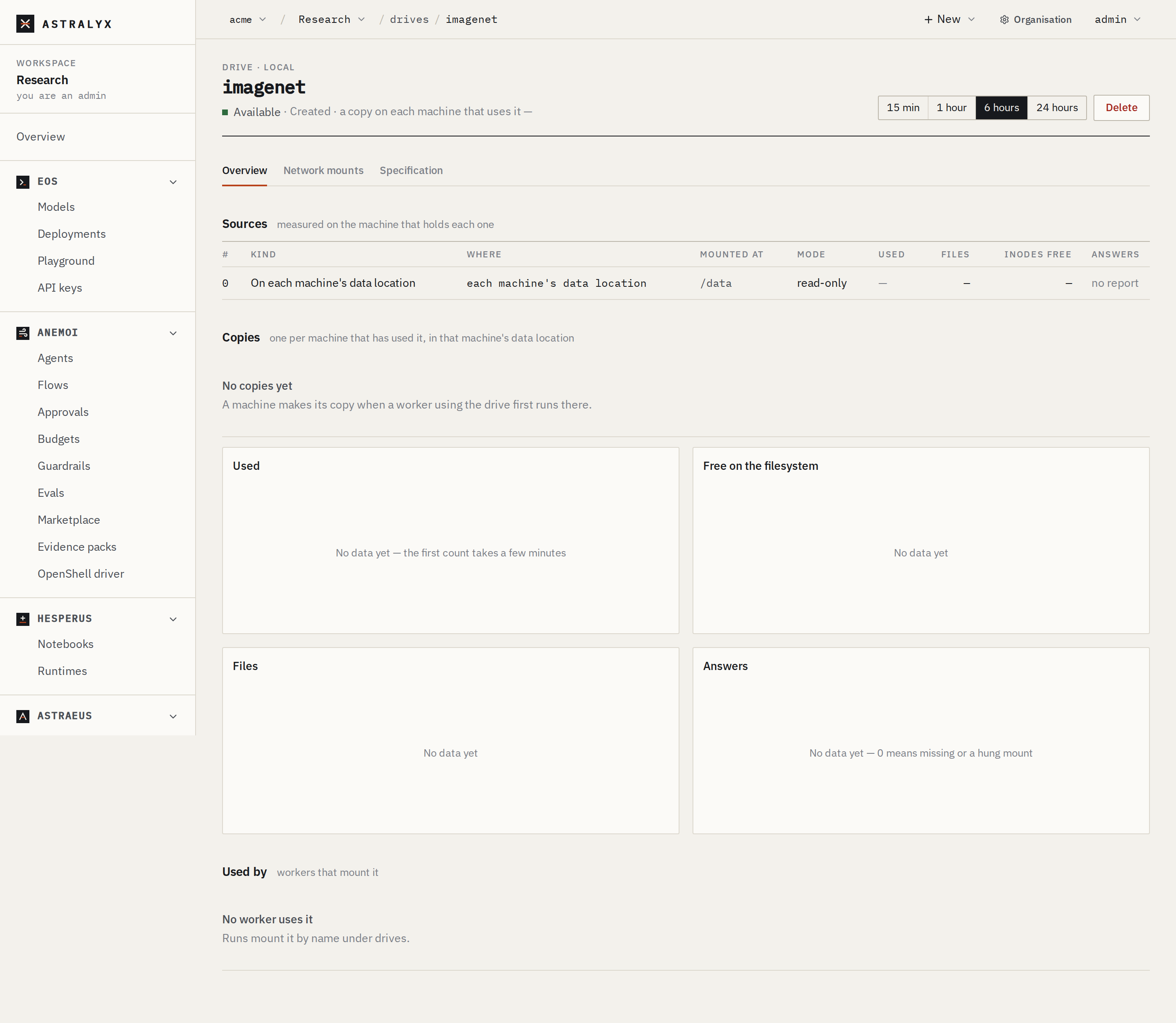 A placed drive's page with its copies