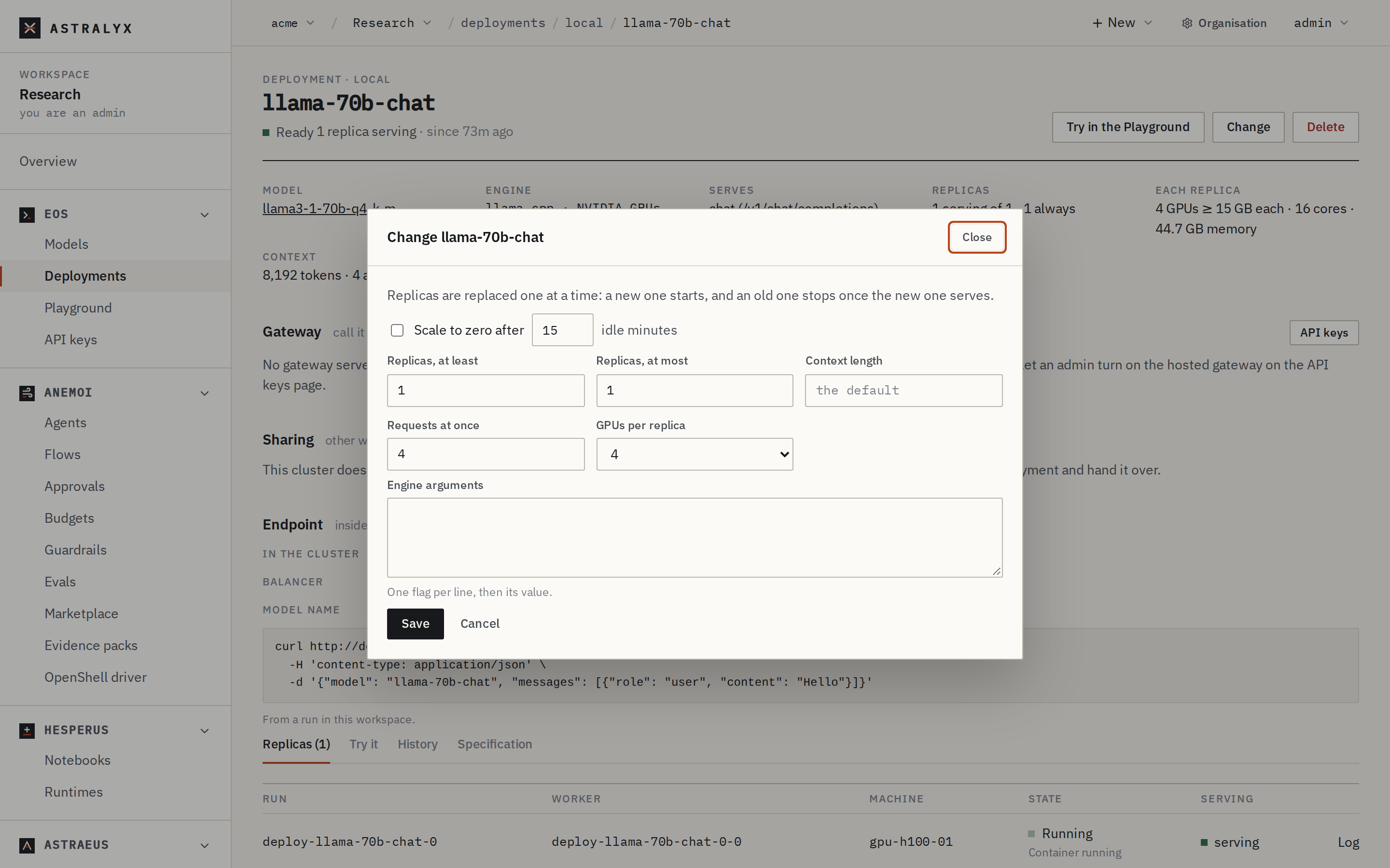 Changing a deployment